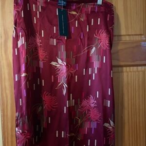 French Connection Burgundy Floral Midi Skirt